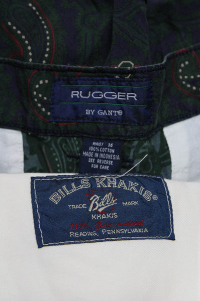 Gant Rugger Mens Zipper Fly Paisley Shorts Green Brown Cotton Size 36 Lot 2