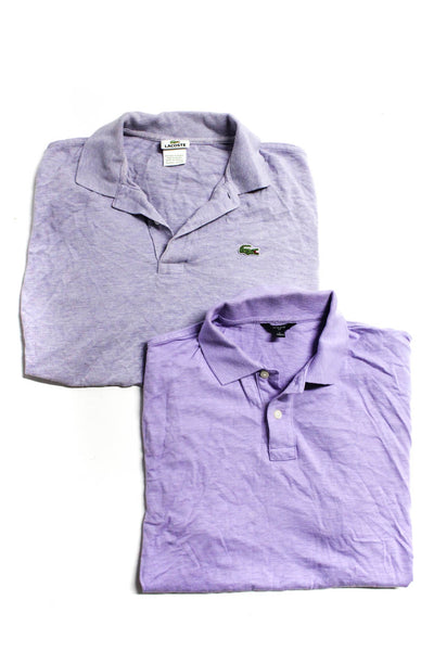 J Crew Lacoste Mens Collared Polo Shirts Purple Cotton Size Large 5 Lot 2