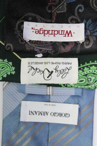 Giorgio Armani Lilly Dache Windridge Mens Striped Paisley Blue Green Ties Lot 3