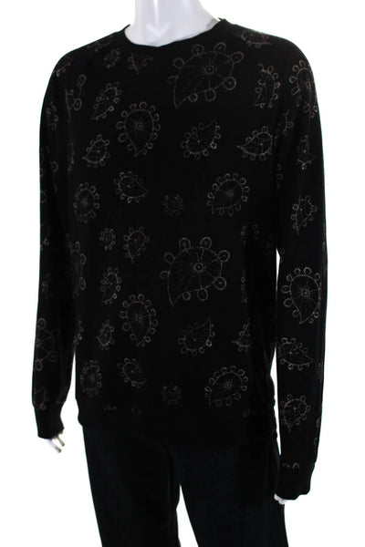 Scotch & Soda Mens Pullover Crew Neck Paisley Sweater Black Cotton Extra Large