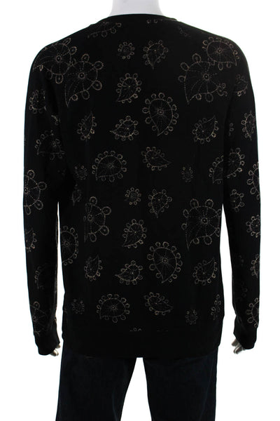 Scotch & Soda Mens Pullover Crew Neck Paisley Sweater Black Cotton Extra Large