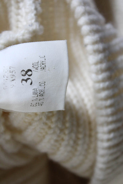 Amaya Arzuaga Womens White Wool Turtleneck Pullover Sweater Top Size 38