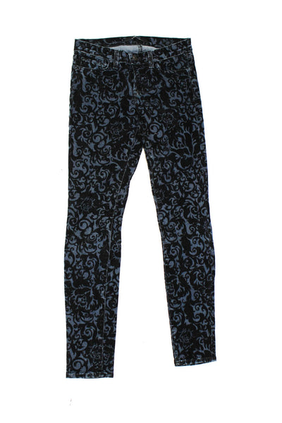 J Brand Women's Midrise Five Pockets Floral Skinny Pant Black Size 26 Lot 3