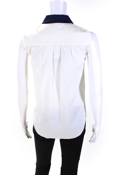 Kate Spade Women's Collared Button Down Sleeveless Blouse White Size 0