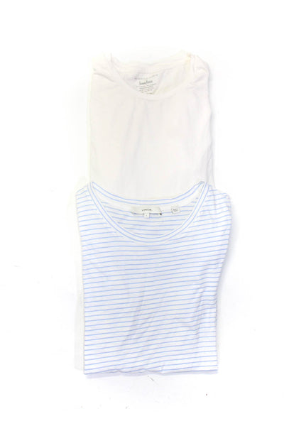 Vince Majestic Paris Womens Striped Short Sleeved Tops White Blue Size L 3 Lot 2