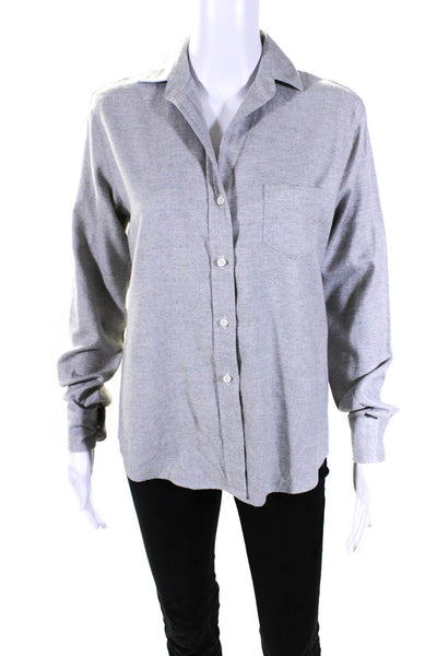 Emanuele Maffeis Womens Long Sleeved Collared Button Down Shirt Gray Size 38