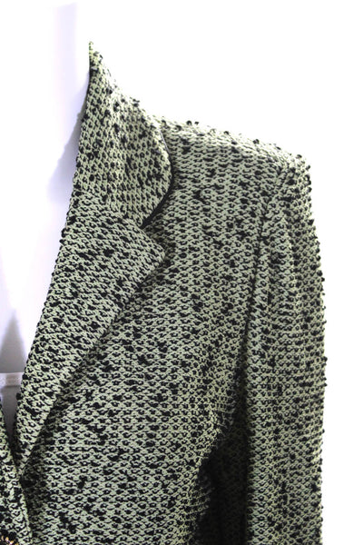 St. John Collection By Marie Gray Womens Textured Buttoned Blazer Green Size 6