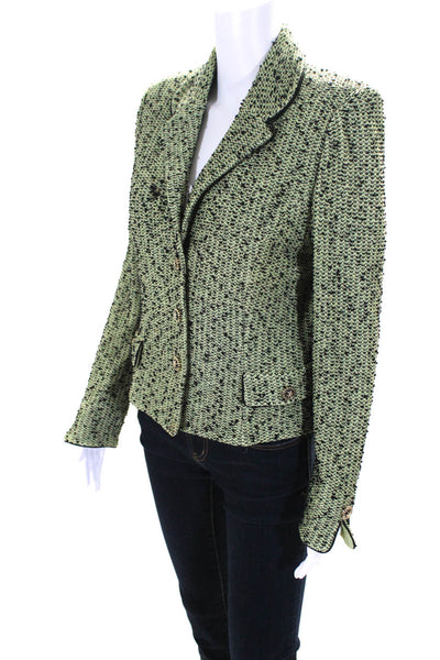 St. John Collection By Marie Gray Womens Textured Buttoned Blazer Green Size 6