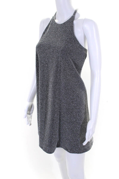 Crosby By Mollie Burch Womens Metallic Strappy Back Mini Dress Silver Size XS