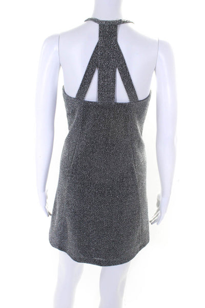 Crosby By Mollie Burch Womens Metallic Strappy Back Mini Dress Silver Size XS