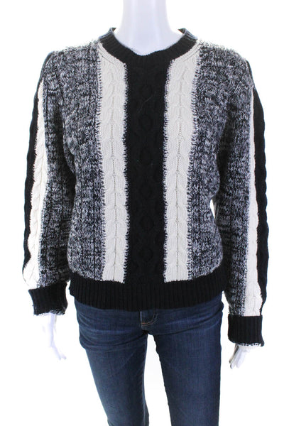 Jason Wu Womens Wool Patchwork Textured Knit Colorblock Sweater Gray Size M