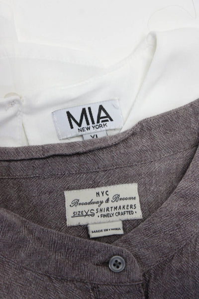 MIA NYC Broadway & Broome Womens Tank Blouse Shirt White Gray Size XL XS Lot 2