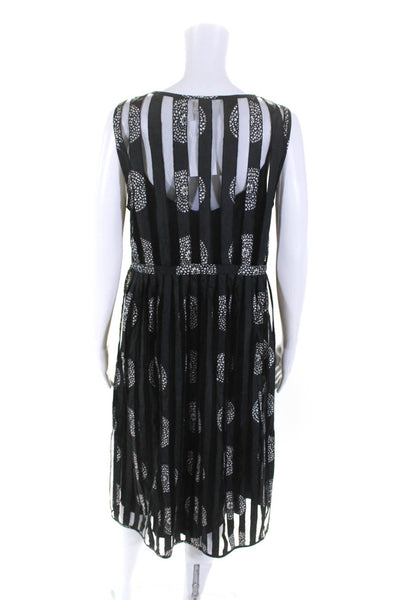 Armani Collezioni Women's Sleeveless Pleated Fit Flare Midi Dress Black Size 12