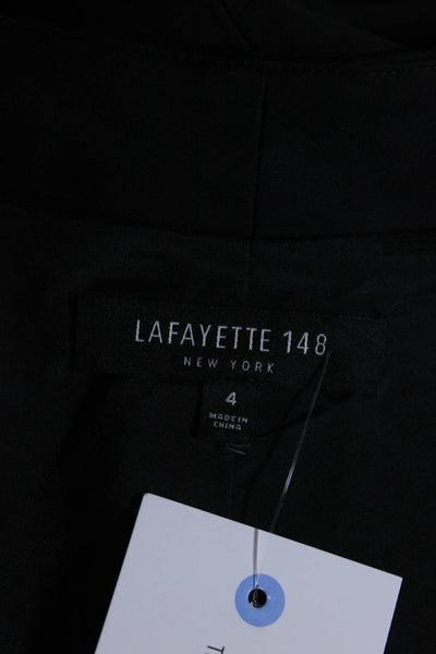 Lafayette 148 New York Womens V-Neck Sleeveless Full Zip Mini Dress Black Size 4