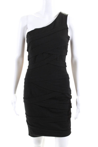 Cynthia Steffe Womens One Shoulder Sleeveless Mini Bandage Dress Black Size 2