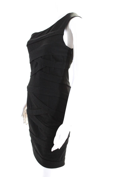 Cynthia Steffe Womens One Shoulder Sleeveless Mini Bandage Dress Black Size 2