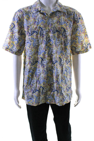 Cremieux Mens Paisley Print Button Down Shirt Multi Colored Cotton Size Large