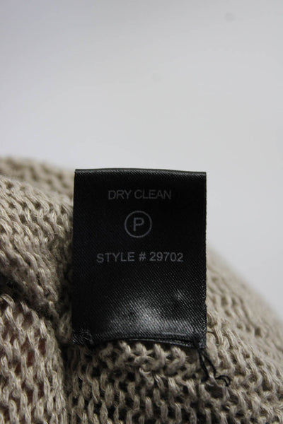 360 Sweater Womens Linen Frayed Open Front Short Sleeve Sweater Beige Size XS