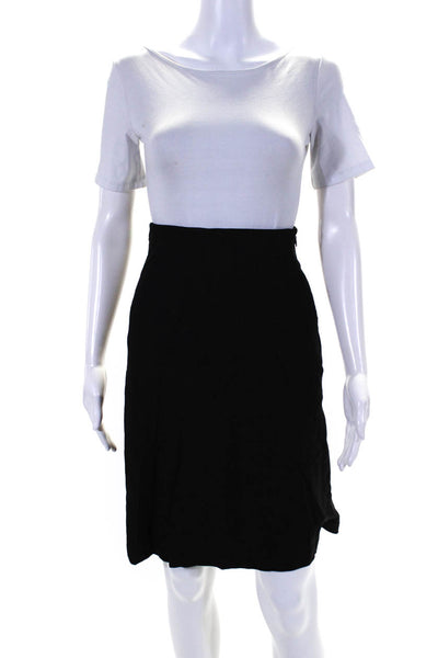 Calvin Klein Womens Lined Wool Zip Up Midi Flare Skirt Black Size 2