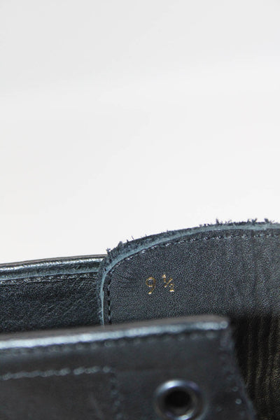 Adam Derrick Men's Round Toe Lace Up Lug Sole Leather Boot Black Size 9.5