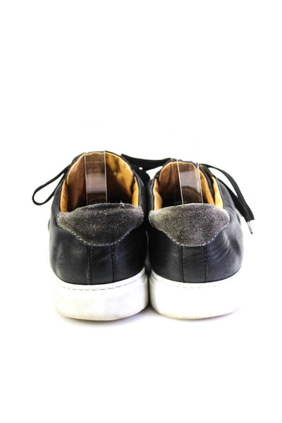 Adam Derrick Men's Round Toe Lace Leather Rubber Sole Sneaker Black Size 9.5
