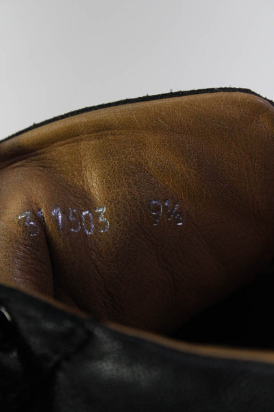 Adam Derrick Men's Round Toe Lace Leather Rubber Sole Sneaker Black Size 9.5