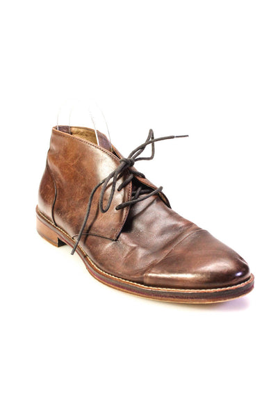 Johnston & Murphy Mens Leather Lace Up Cap Toe Dress Shoes Brown Size 8 Medium