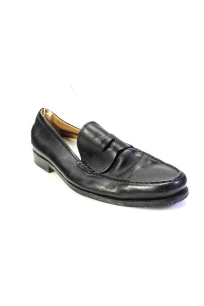 Tods Mens Leather Slide On Dress Loafers Black Size 9
