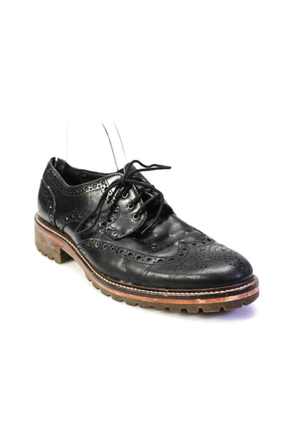 JM Mens Leather Lace Up Dress Oxford Shoes Black Size 8 Medium