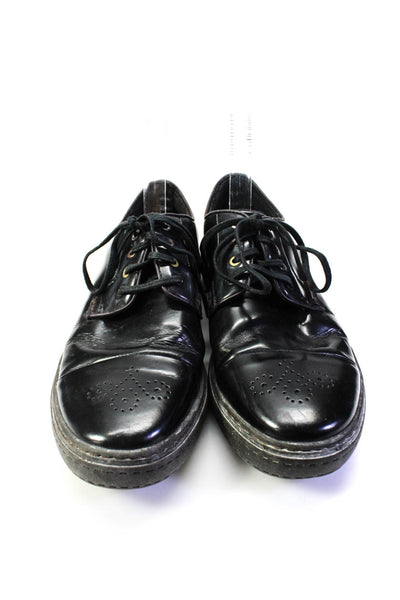 Paul Smith Mens Patent Leather Oxford Low Top Lace Up Sneakers Black Size 8