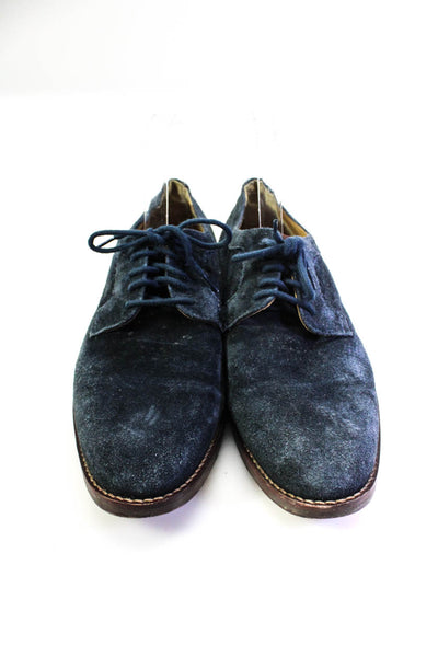 Johnston & Murphy Mens Suede Lace Up Oxford Dress Shoes Navy Blue Size 8 Medium