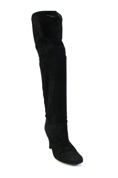 Stella McCartney Womens Suede Round Toe Pull On Knee High Boots Black Size 39 9