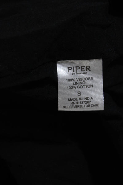 Piper by Townsen Womens Cotton Floral Embroidered Tank Top Blouse Black Size S