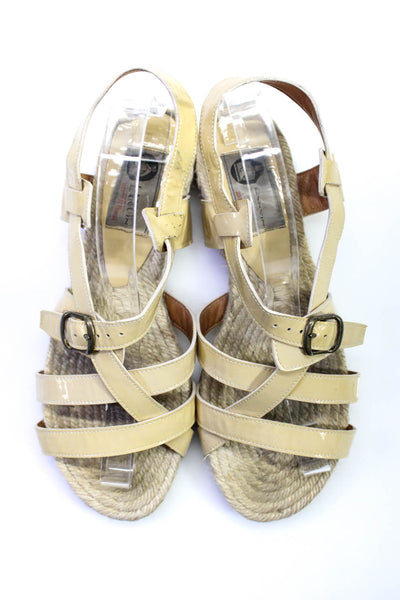 Lanvin Womens Leather Ankle Buckled Strappy Slip-On Sandals Yellow Size EUR37.5