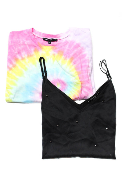 Generation Love Womens Silk Stud Tie Dye Print Blouse Tops Black Size S M Lot 2