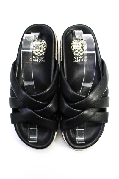 Vince Camuto Zara Mens Crossed Strap Loafers Sandals Black Size EUR39 8.5 Lot 2