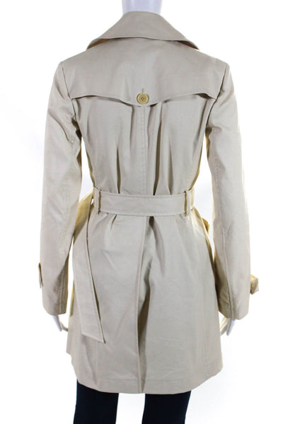 Theory Womens Cotton Blend Belted Double Breasted Longline Jacket Beige Size P