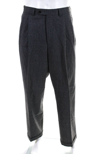 Ermenegildo Zegna Mens Wool Pleated Front Straight Leg Dress Pants Gray Size 36