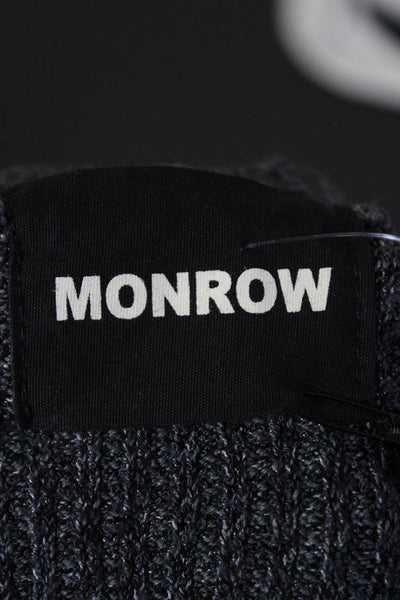 Monrow Womens Ribbed Knit Elastic Waist Mini Pencil Skirt Dark Gray Size XS