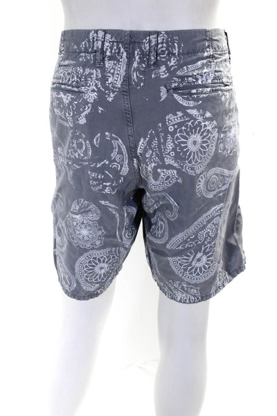 Paperbacks Mens Paisley Print Flat Front Casual Khaki Shorts Gray White Size 36