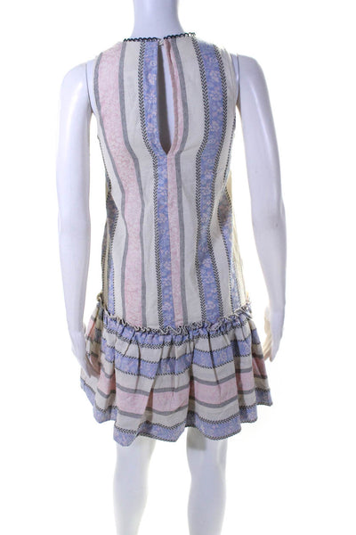 English Factory Womens Cotton Striped Round Neck Sleeveless Dress Beige Size XS