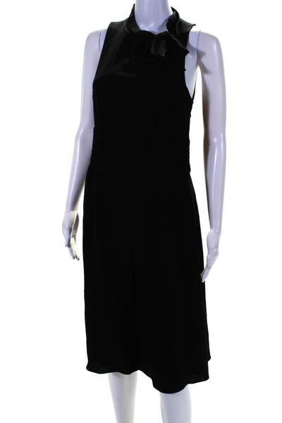 Rickie Freeman Teri Jon Womens Pleated High Neck Sleeveless Dress Black Size 6