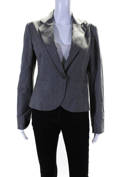 Lafayette 148 New York Womens Wool Collared One Button Blazer Jacket Gray Size 2