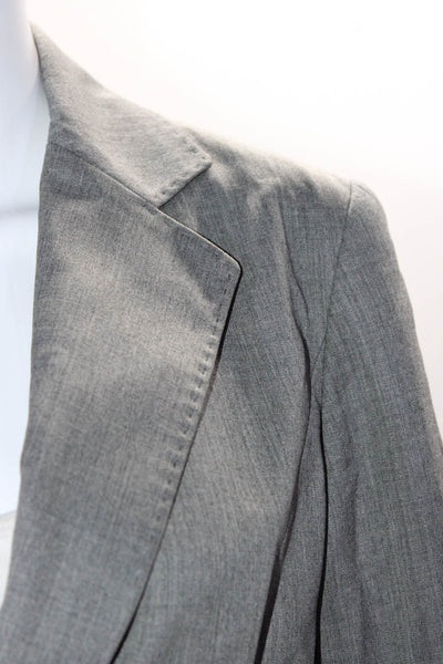 Lafayette 148 New York Womens Wool Collared One Button Blazer Jacket Gray Size 2