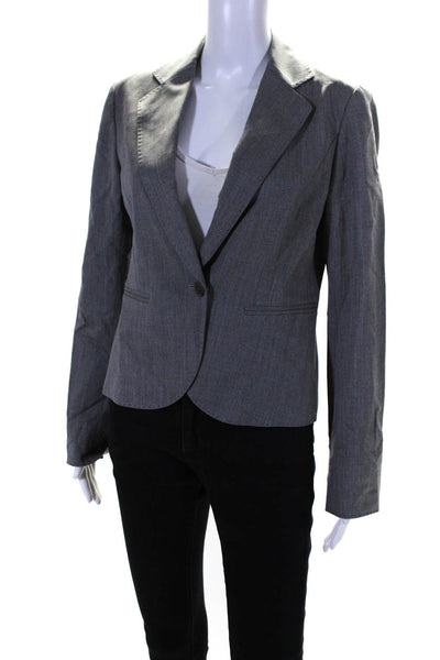 Lafayette 148 New York Womens Wool Collared One Button Blazer Jacket Gray Size 2