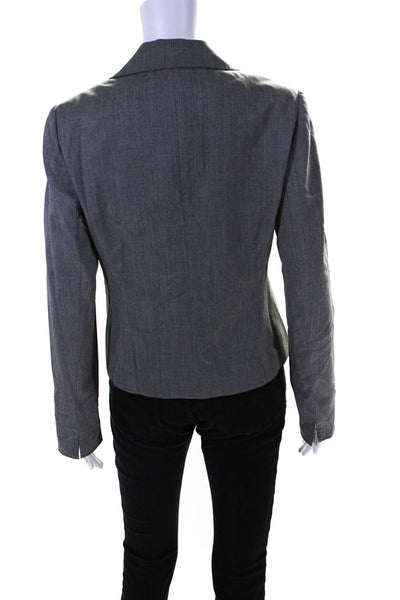 Lafayette 148 New York Womens Wool Collared One Button Blazer Jacket Gray Size 2