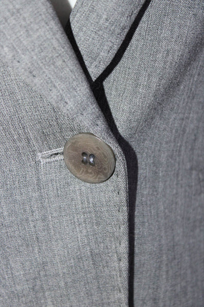 Lafayette 148 New York Womens Wool Collared One Button Blazer Jacket Gray Size 2