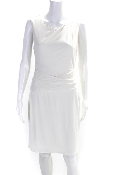 Graham & Spencer Womens Boat Neck Pleated Sleeveless Pencil Dress White Size M