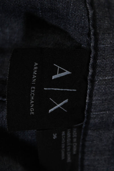 AX Armani Exchange Mens Linen Blend Mid Rise Shorts Dark Denim Blue Size 34