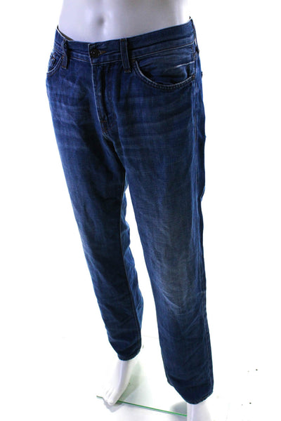7 For All Mankind Mens Mid Rise Slimmy Leg Jeans Blue Cotton Blend Size 34